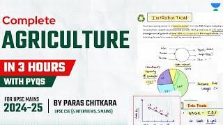 Complete AGRICULTURE for UPSC with PYQs in *3 HOURS* | UPSC Mains GS 3 | UPSC Blueprint