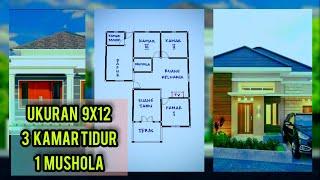 KONSEP DENAH RUMAH UKURAN 9x12 (3 KAMAR TIDUR)