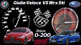 (0-200) Alfa Romeo Giulia Veloce 2.0 Turbo 280 Hp VS Subaru WRX STI 2.5T 300 Ps Speed acceleration