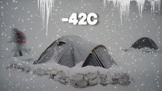 EXTREME -40° Solo Camping 5 Days | Snowstorm & Winter Camping in a Snowstorm HOT TENT