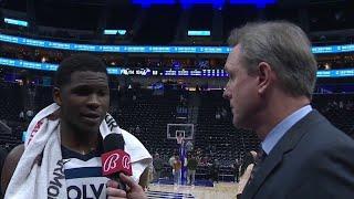 Anthony Edwards reacts after poster dunk in win over Utah Jazz