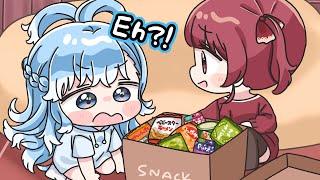 Kobo gets so happy after getting so many snacks from Marine[Animated Hololive/Eng sub]