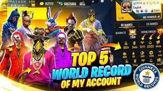 Top 5 World Records of My Free Fire Account  Indian Richest free fire Player Collection ||