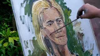 Художник Федор Помелов пишет портрет Ирины, юг Франции, июнь 2012г. Фильм Марселя Ренвьера
