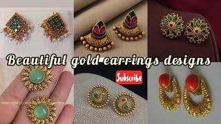 beautiful gold earrings designs with weight ll partywear earrings in 22crt gold ll earrings