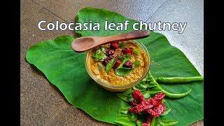 Colocasia leaf chutney | Patrode ele gojju