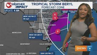 Beryl forecast track continues toward the Texas Coast
