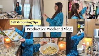 PRODUCTIVE WEEKEND ROUTINE / WINTER HAIR CARE / SELF GROOMING/ CLEANING/ PAKISTANI MOM LIFE IN USA