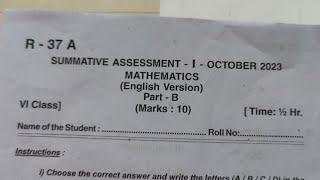 class 6  part B Sa -1 question paper with answers