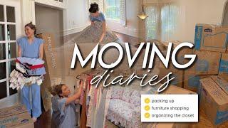 MOVING DIARIES | packing our house, furniture shopping, organizing our closet, & putting down a rug!