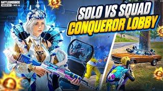 Playing SOLO VS SQUAD in Top 100 Conqueror Lobby  | BIXI OP Intense & Fastest 1v4 Clutches | BGMI