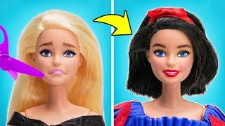 A True Princess Glow-Up for Barbie! ️ DIY Snow White Dress + Hair
