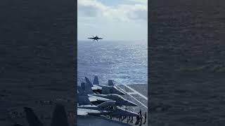 Captured F-18 Super Hornet jet on aircraft carrier