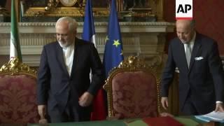 Zarif meets Fabius in Paris