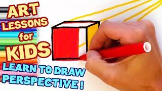 Learn Perspective Easy |  One Point Perspective Cube | Art Lessons for Kids