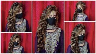 Wedding reception hairstyle |  bridal hairstyles kashee's | Front hairstyle for engagement bride |