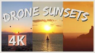 SUNSET DRONE FOOTAGE 4K | Aerial View of Stunning Sunsets from Around the World and Music | NO LOOP