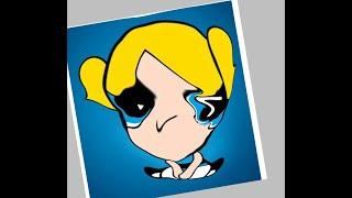 anime face on bubbles from power puff girls