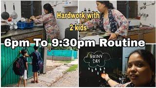 शाम के 6:00 बजे से घर और बाहर काम दो बच्चों के साथ कैसे समय पर ख़त्म करती हूँ@radhikarealvlogs