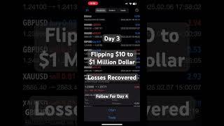 Day 3 Flipping $10 to $1 Million Dollar Challenge. Losses Recovered from Day 2. #jayptrade #forex