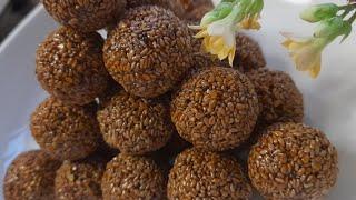 Sesame sweet balls / sesame seeds toffee recipe / sesame recipes / තල බෝල