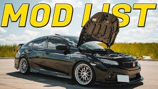 2018 HONDA CIVIC SI MOD LIST (10TH GEN CIVIC)