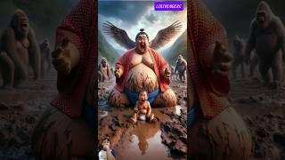 Evolution of cat:Sumo wrestler eagle and baby sitting on dirty road chased by gorilla's #cat #cute