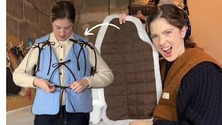 how i made a quilted vest from a tablecloth (upcycling sewing project) // SEW WITH ME