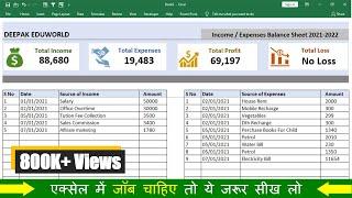 How To Maintain INCOME & EXPENSE With PROFIT & LOSS in Excel ?