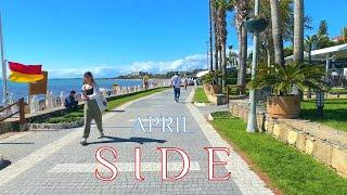  SIDE in APRIL PROMENADE & Beach walk TÜRKIYE  #turkey #side #beach #antalya