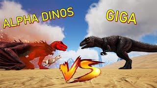 TAMED GIGA VS ALPHA REX, ALPHA WYVERN & OTHER ALPHA CREATURES | Ark Battles | Thyrulous