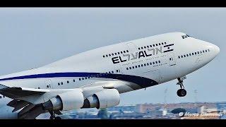 EL AL Boeing 747-458 very short takeoff from Rome FCO