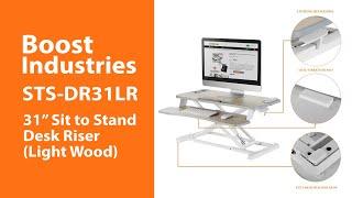 Boost Industries STS-DR31LW 31" Sit-to-Stand Desk Riser (Light Wood)