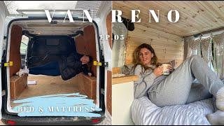 BED FRAME & MATTRESS | DIY Budget Ford Transit Custom - Van Reno series EP.05 | Female vanlife