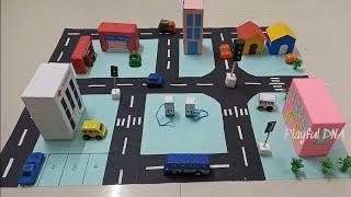 DIY Road map for kids | Paper Play mat | Learn types of vehicles, buildings, traffic rules