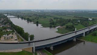 Wasserstraßenkreuz Magdeburg / Trogbrücke Hohenwarte - Drohnenflug in 4K