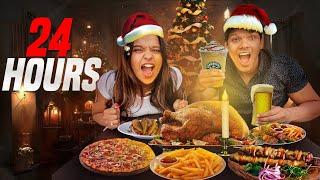 Eating Only CHRISTMAS Food for 24 HOURS | සිංහල vlog | Yash and Hass