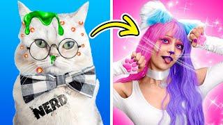 Nerd wished to become a Hello kitty  From nerd to popular cat beauty makeover How to become a cat