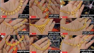 Latest gold necklace designs with weight and price  2024//light weight gold necklace designs