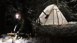 Winter Camping - Fresh Snow in the Evergreens!
