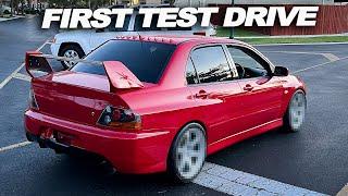 Evo 8 first test drive and new wheels!!