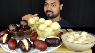 DESSERTS!  RASGULLA, RAS MALAI, GOLAB JAMUN, CREAM JAM, KALOJAM ASMR MUKBANG EATING || #LiveToEATT