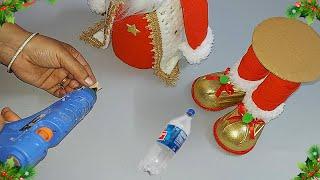 Low cost Easy Santa making idea from waste plastic bottle | DIY Christmas craft idea206