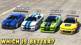 GTA 5 - VIGERO ZX vs HELLFIRE vs BUFFALO STX vs DOMINATOR GTX  [ Track test included ]