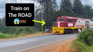 Train on the road in Kenya . Nairobi City.