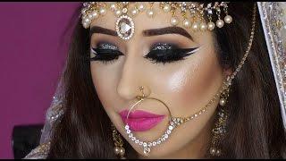 Real Bride | Nikaah Asian Bridal Makeup | Bold Eyes And Bright Pink Lips | Arabic Makeup