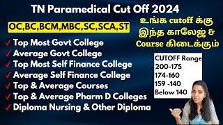 ️‍Community Wise உங்க Cut Off க்கு இந்த காலேஜ் & Course கிடைக்கும்|Paramedical Cut Off 2024