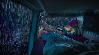 Heavy Rain on Camping Car Window for Deep Sleep - Night Thunderstorm for Insomnia #12