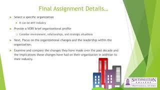 Leading Change in Organizations LEAD 560 Final Projects Information