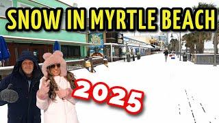 SNOW IN MYRTLE BEACH, SC. Boardwalk /Ocean Blvd. & the Southeast covered.